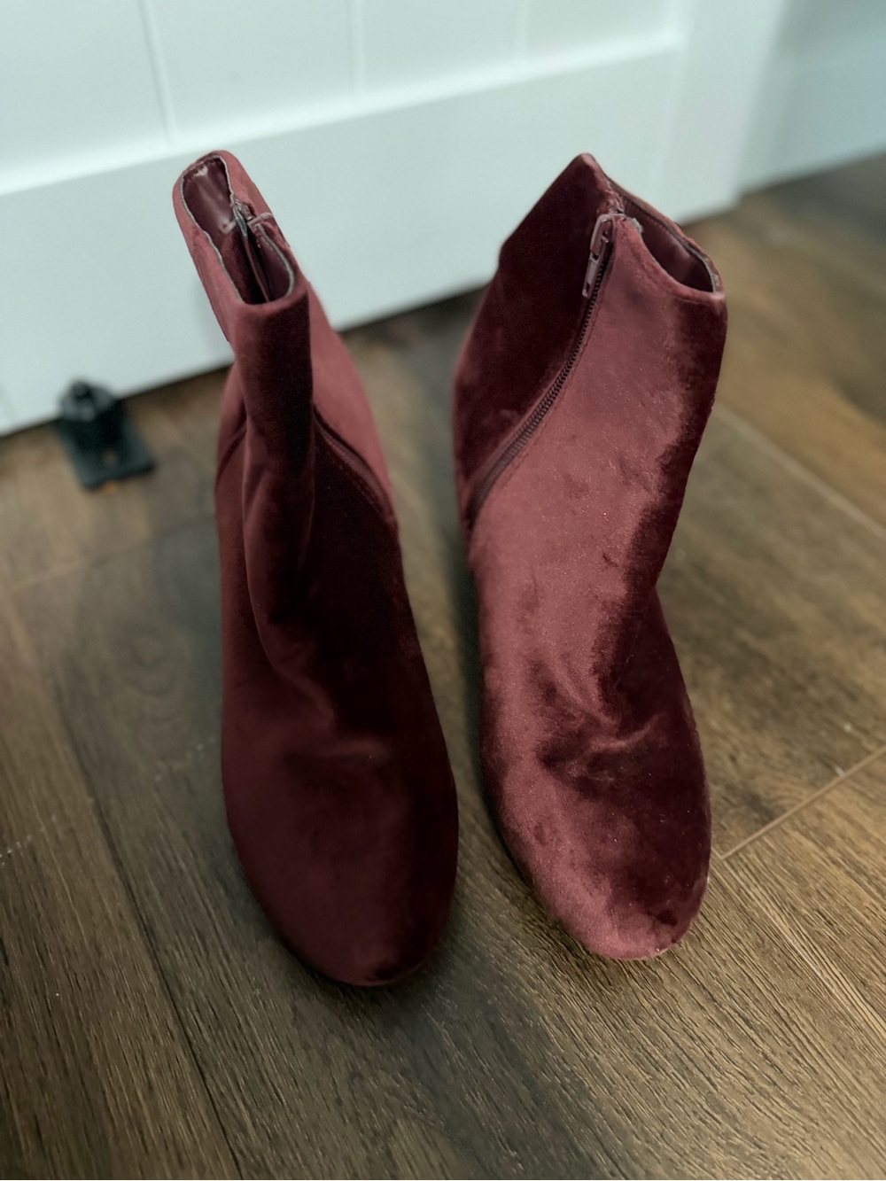 Call It Spring Velvet Ankle Booties - Burgundy